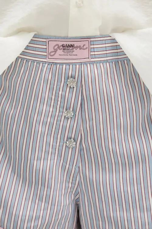 Шорты GANNI Yarn Dyed Stripe Elasticated узор высокая посадка