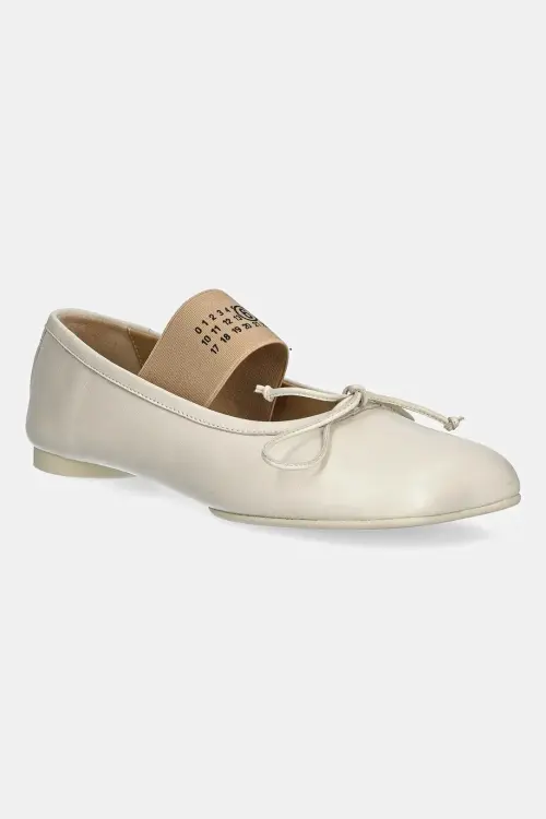 Кожаные балетки MM6 Maison Margiela цвет бежевый S59WZ0099