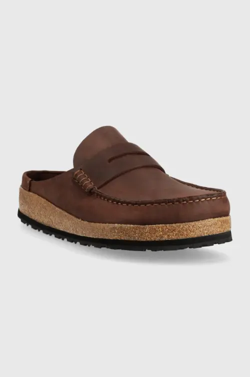 Кожаные шлепанцы Birkenstock Naples мужские цвет коричневый 1025033