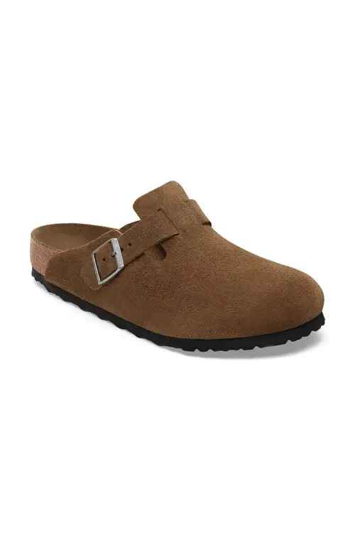Замшевые шлепанцы Birkenstock Boston цвет коричневый 1030814
