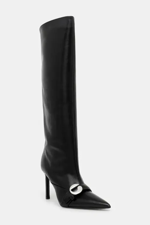 Кожаные сапоги Coperni Belt Boot цвет чёрный на шпильке