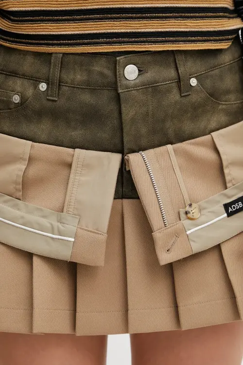 Юбка с шерстью Andersson Bell Inside Out Pleats цвет зелёный mini расклешённая