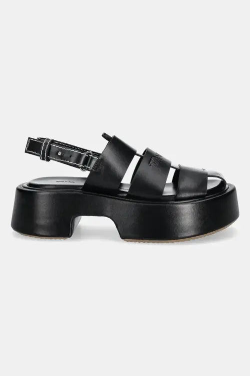 Кожаные сандалии JW Anderson женские цвет чёрный на платформе SN0099 LA0323 999