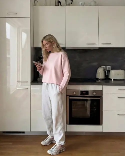 Брюки Tassha Yu Casual Sweatpants White Melange (TY523-433)