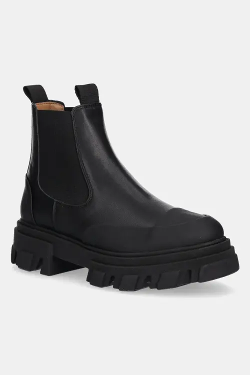 Ботинки GANNI Cleated Low Chelsea Boot цвет чёрный на плоском ходу
