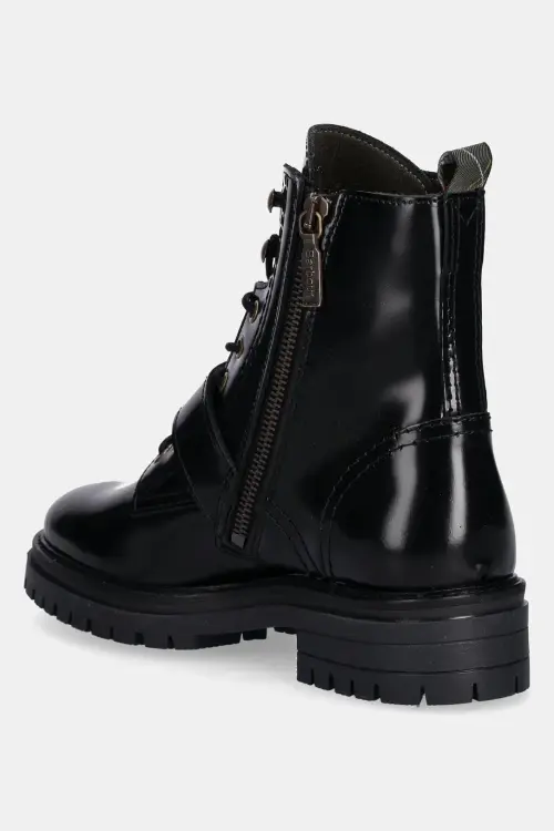 Кожаные полусапожки Barbour Ouseburne цвет чёрный на плоском ходу