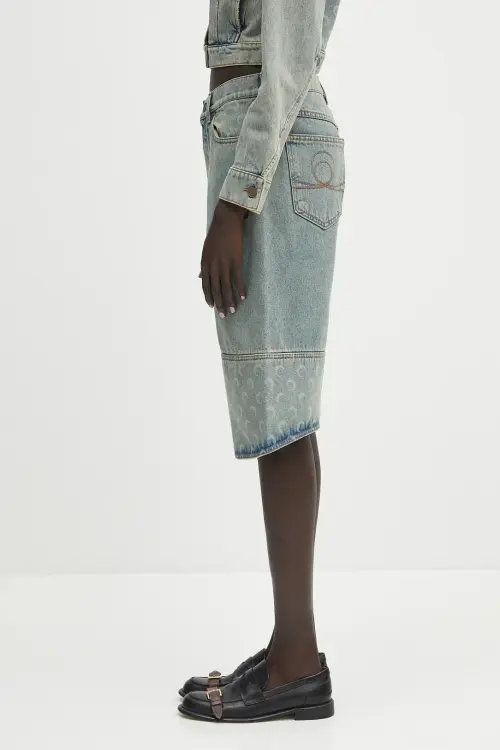 Джинсовые шорты Marine Serre Moon Laser Denim Skater узор высокая посадка USH004A.CDEN0003
