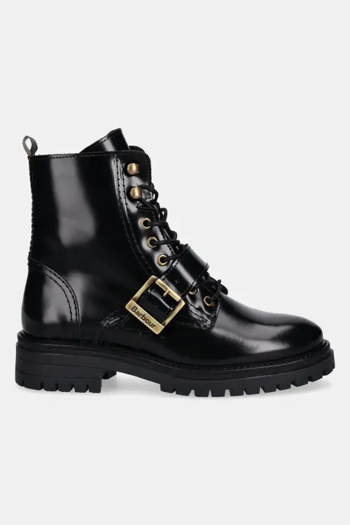 Кожаные полусапожки Barbour Ouseburne цвет чёрный на плоском ходу