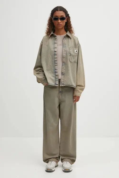 Джинсовая рубашка Carhartt WIP W' Georgia цвет бежевый relaxed классический воротник I035823.3FUGD