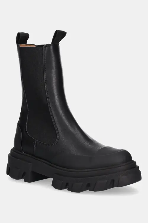 Ботинки GANNI Cleated Low Chelsea Boot цвет чёрный на плоском ходу
