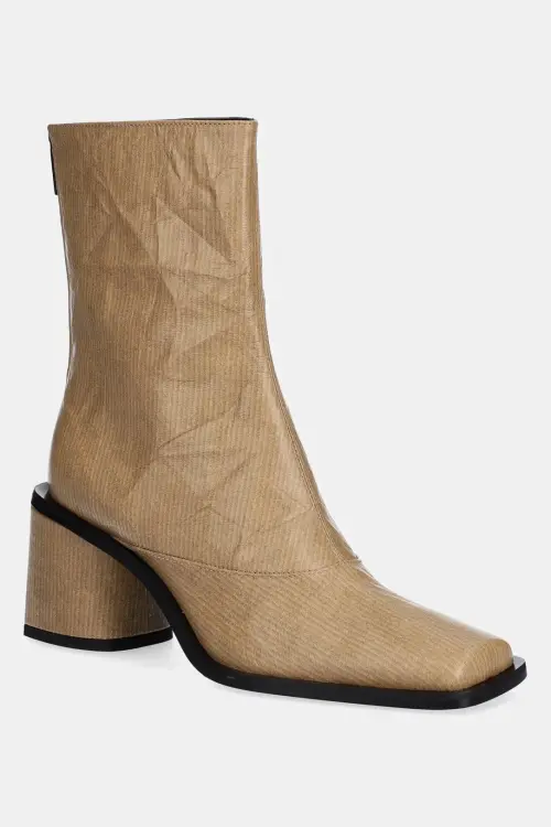 Кожаные полусапожки Kenzo Kimi Ankle Boots цвет бежевый каблук кирпичик FF62BT120L06.87