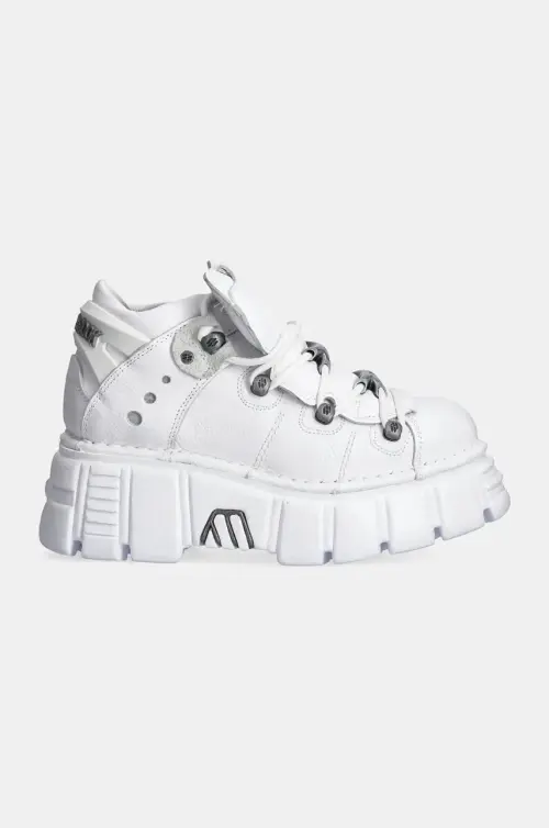 Кожаные кроссовки New Rock Napa Blanca + Vacuno Blanco + Tower Blanco цвет белый M-106N-C27