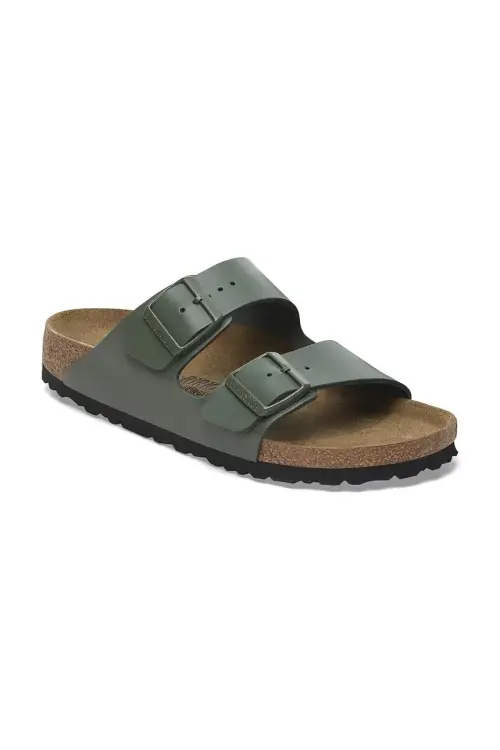 Кожаные шлепанцы Birkenstock Arizona мужские цвет зелёный 1029165