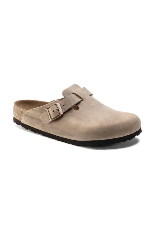 Шлепанцы из нубука Birkenstock Boston SFB цвет бежевый 1018147