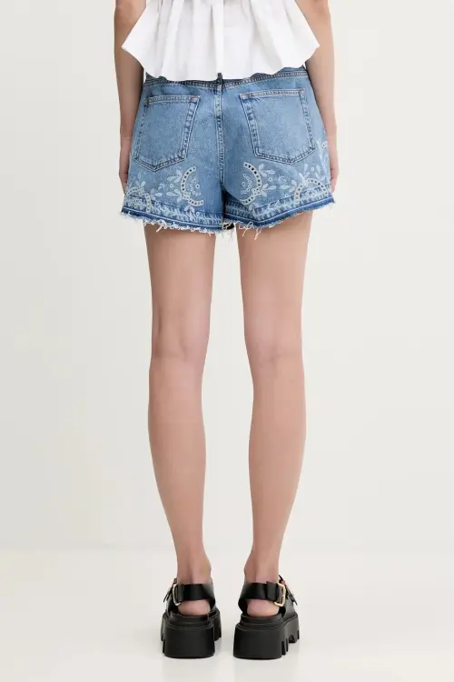 Джинсовые шорты GANNI Broderie Anglaise Denim однотонная высокая посадка