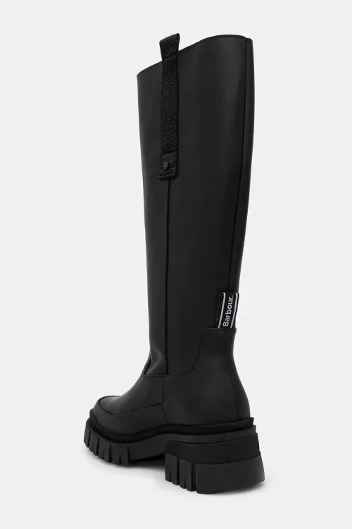 Кожаные сапоги Barbour Saidie Tall Boot цвет чёрный на платформе