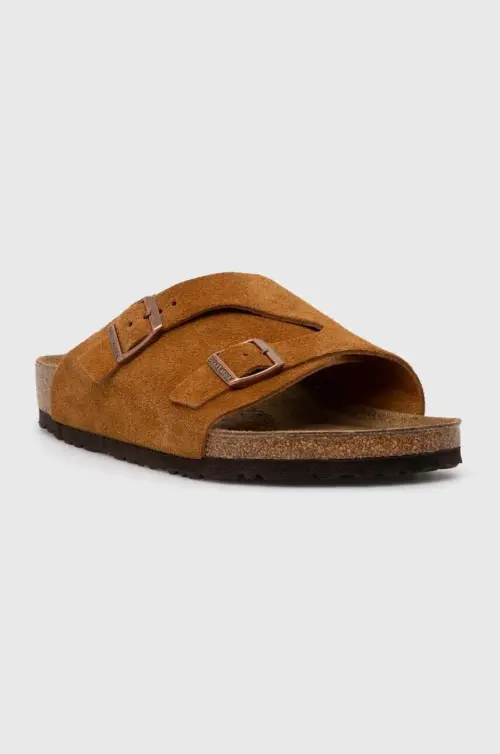Замшевые шлепанцы Birkenstock Zürich мужские цвет коричневый 1023842