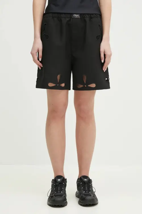 Шорты Coperni Petal Embroidered Cut-Out женские цвет чёрный с аппликацией высокая посадка