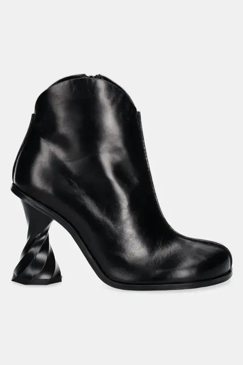 Кожаные полусапожки JW Anderson Twist Heel женские цвет чёрный каблук кирпичик ANW43211A