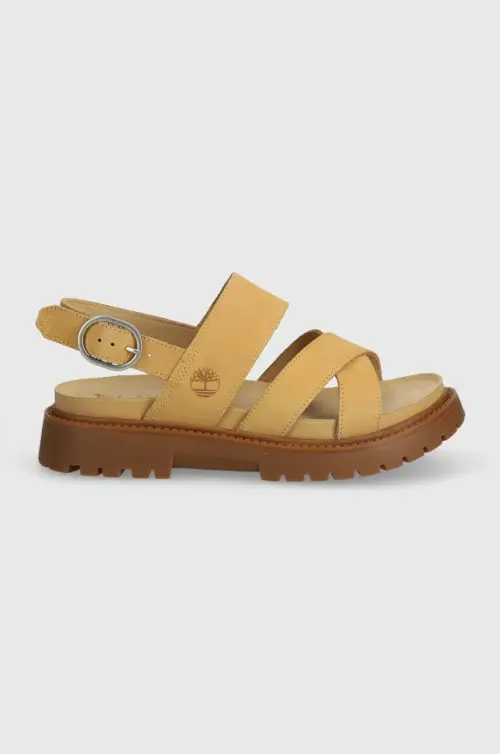Босоножки из нубука Timberland Clairemont Way цвет бежевый на платформе TB0A61T4EN31