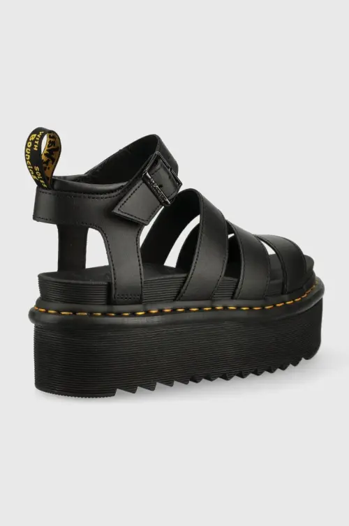 Кожаные сандалии Dr. Martens женские цвет чёрный на платформе DM27296001.Blaire.Quad-Black.Hydr