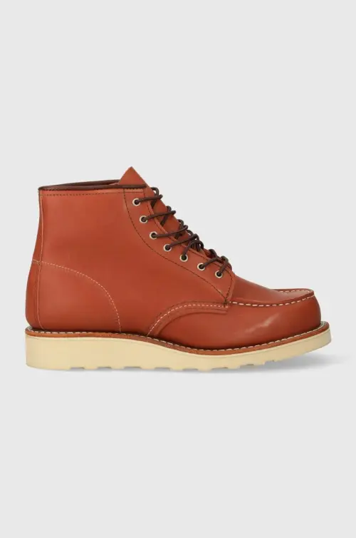 Кожаные полусапожки Red Wing 6-Inch Moc Toe женские цвет коричневый на плоском ходу 3425