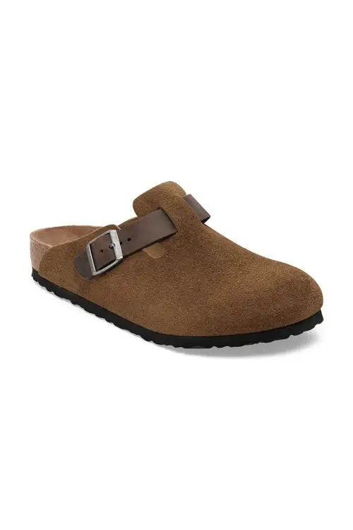 Замшевые шлепанцы Birkenstock Boston цвет коричневый 1030667