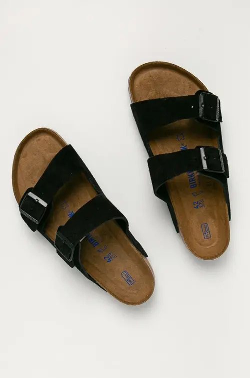 Замшевые шлепанцы Birkenstock Arizona мужские цвет чёрный