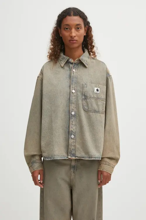 Джинсовая рубашка Carhartt WIP W' Georgia цвет бежевый relaxed классический воротник I035823.3FUGD