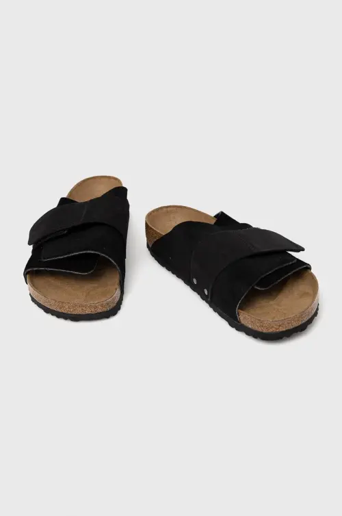 Замшевые шлепанцы Birkenstock Kyoto мужские цвет чёрный 1022350