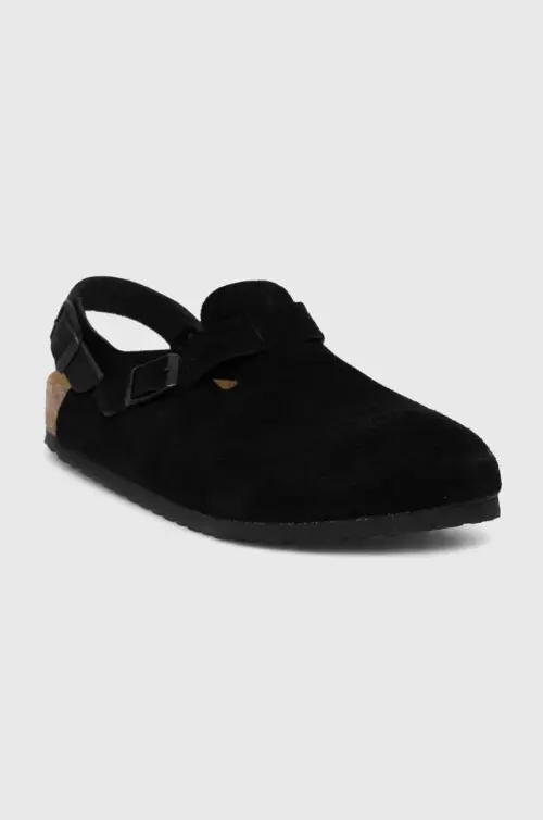 Замшевые шлепанцы Birkenstock Tokio мужские цвет чёрный 1028337