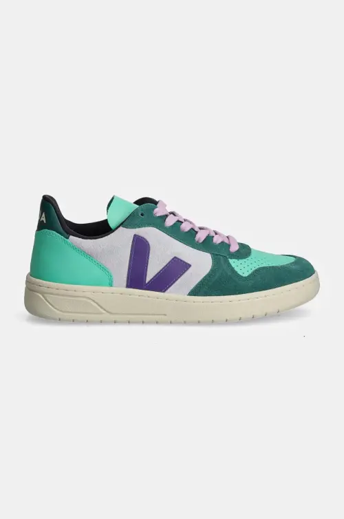 Кожаные кроссовки Veja V-10 цвет зелёный VX0303670A