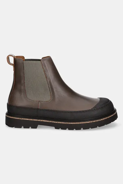 Кожаные полусапоги Birkenstock Prescott Slip On женские цвет серый на плоском ходу 1028139