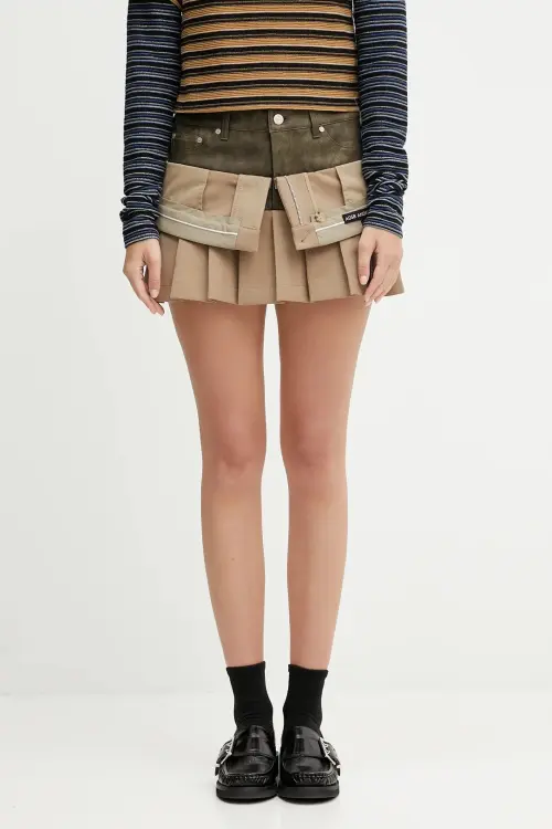 Юбка с шерстью Andersson Bell Inside Out Pleats цвет зелёный mini расклешённая