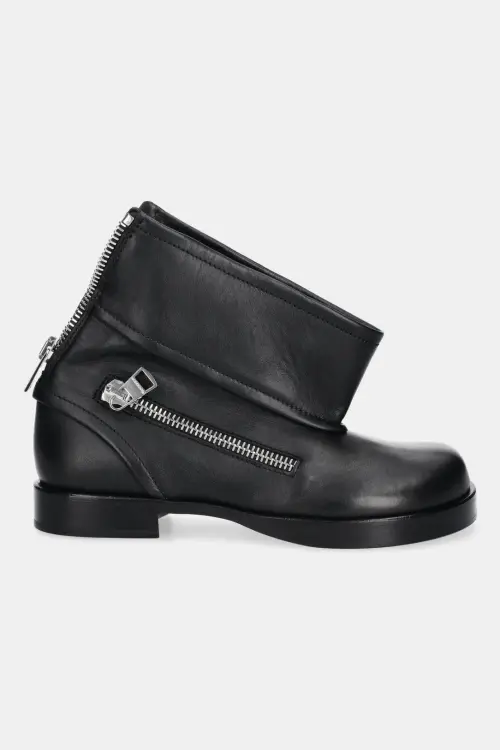 Кожаные полусапожки JW Anderson Biker Boot цвет чёрный на плоском ходу BT0101.LA0268