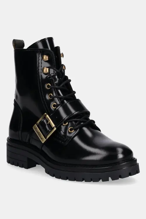Кожаные полусапожки Barbour Ouseburne цвет чёрный на плоском ходу