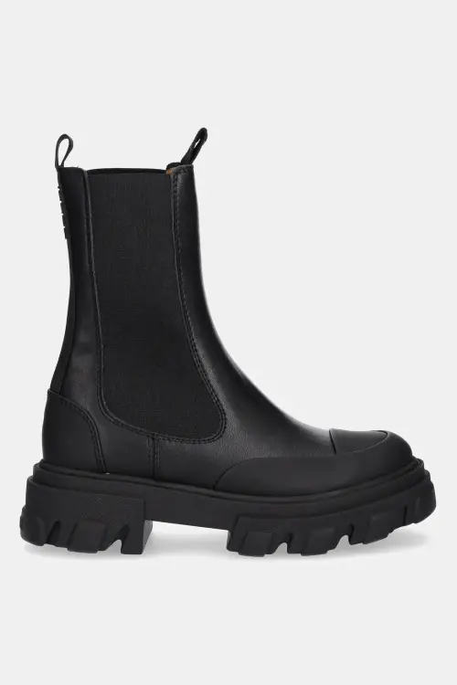 Ботинки GANNI Cleated Low Chelsea Boot цвет чёрный на плоском ходу