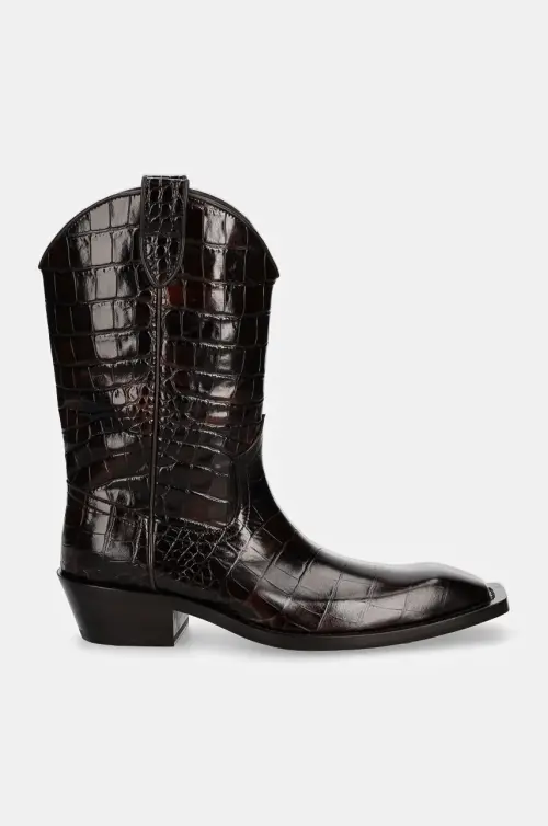 Кожаные полусапоги Martine Rose Cowboy Boot женские цвет коричневый на плоском ходу 1061LE01710
