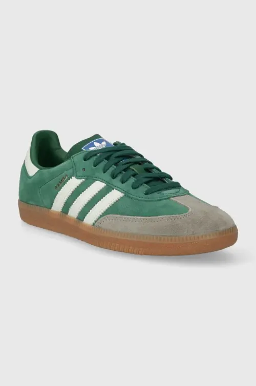 Замшевые кроссовки adidas Originals Samba OG цвет зелёный ID2054