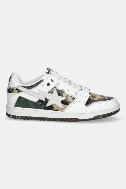 Кожаные кроссовки A Bathing Ape BAPE SK8 STA #2 M1 цвет белый 1L30191314