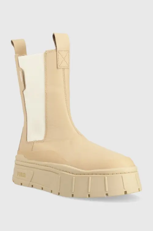 Кожаные полусапоги Puma Mayze Stack женские цвет коричневый на платформе 386272-01