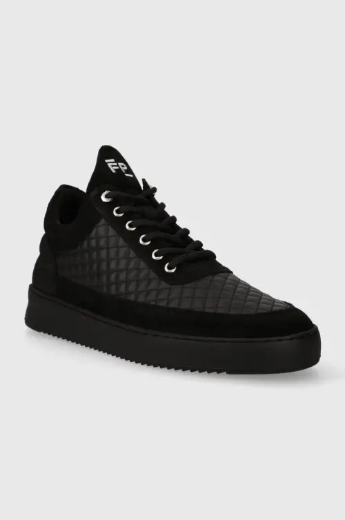 Кожаные кроссовки Filling Pieces Low Top Quilted цвет чёрный 10100151861