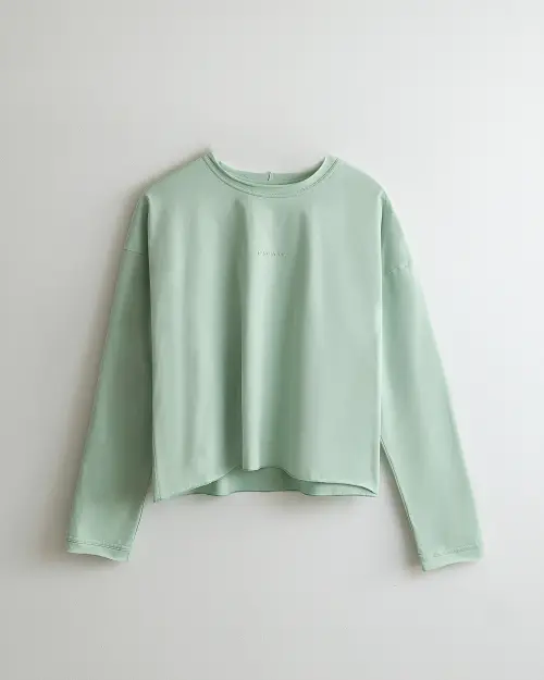 Tassha Yu Logo Cropped Longsleeve Cucumber Flesh