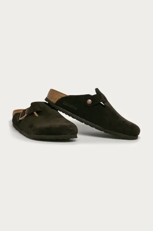 Замшевые шлепанцы Birkenstock Boston мужские цвет коричневый