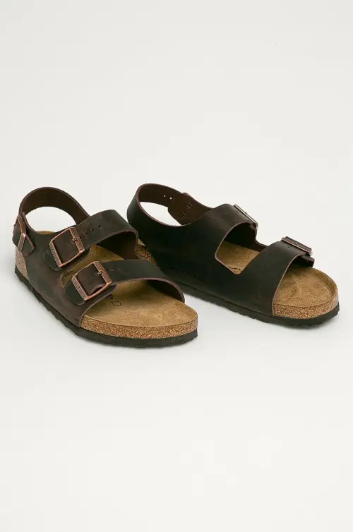 Кожаные сандалии Birkenstock Milano мужские цвет коричневый 34871