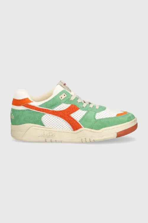 Кожаные кроссовки Diadora B.560 Used RR Italia цвет зелёный 201.180481.30095