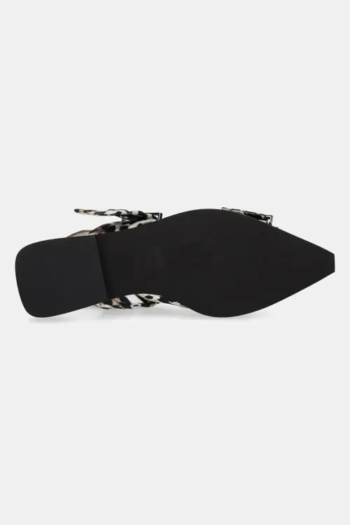 Балетки GANNI Feminine Buckle Ballerina Satin Print цвет коричневый открытая пятка