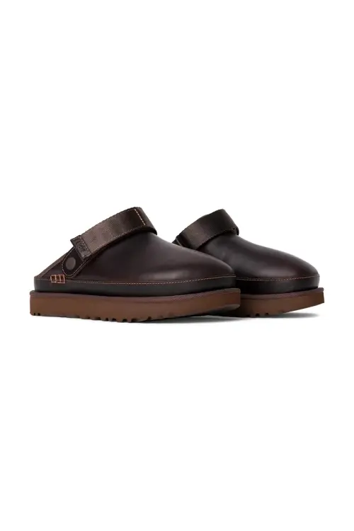 Кожаные шлепанцы UGG Goldenstar Clog Lthr Regen цвет коричневый на платформе 1167536.IWD