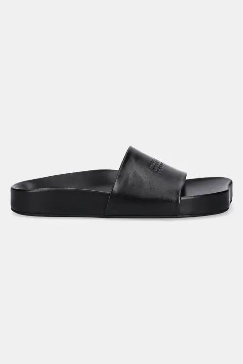 Кожаные шлепанцы MM6 Maison Margiela цвет чёрный SH3WP0003