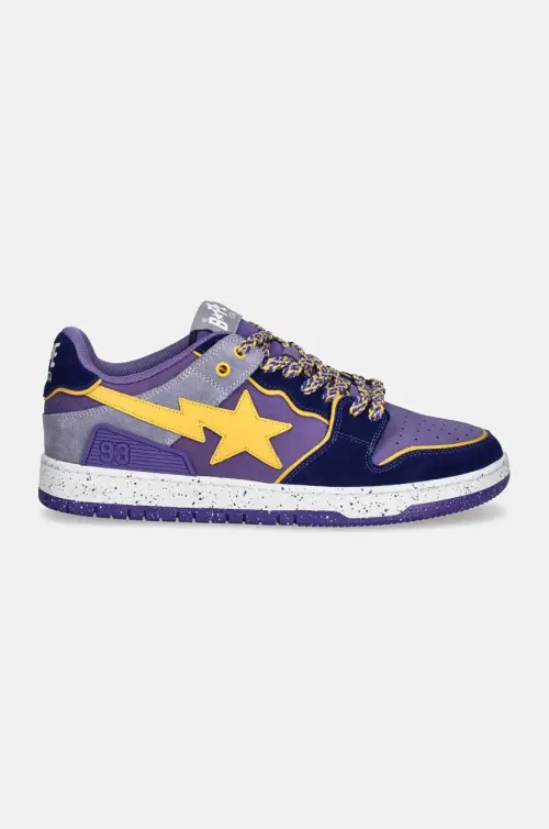 Кожаные кроссовки A Bathing Ape SK8 STA #4 M2 цвет фиолетовый 1K80191313
